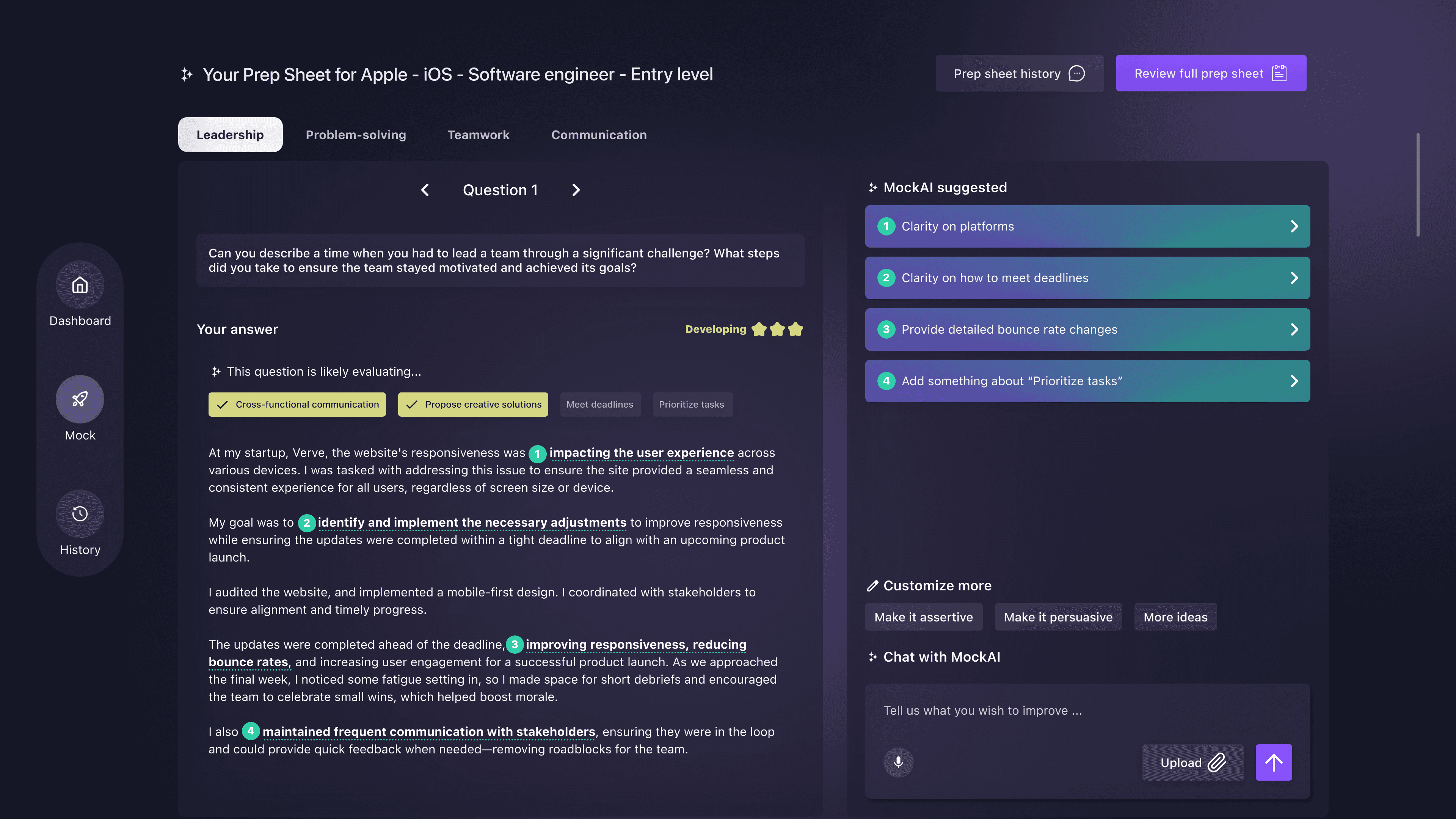 Mock AI — Behavior Question Prep Sheet