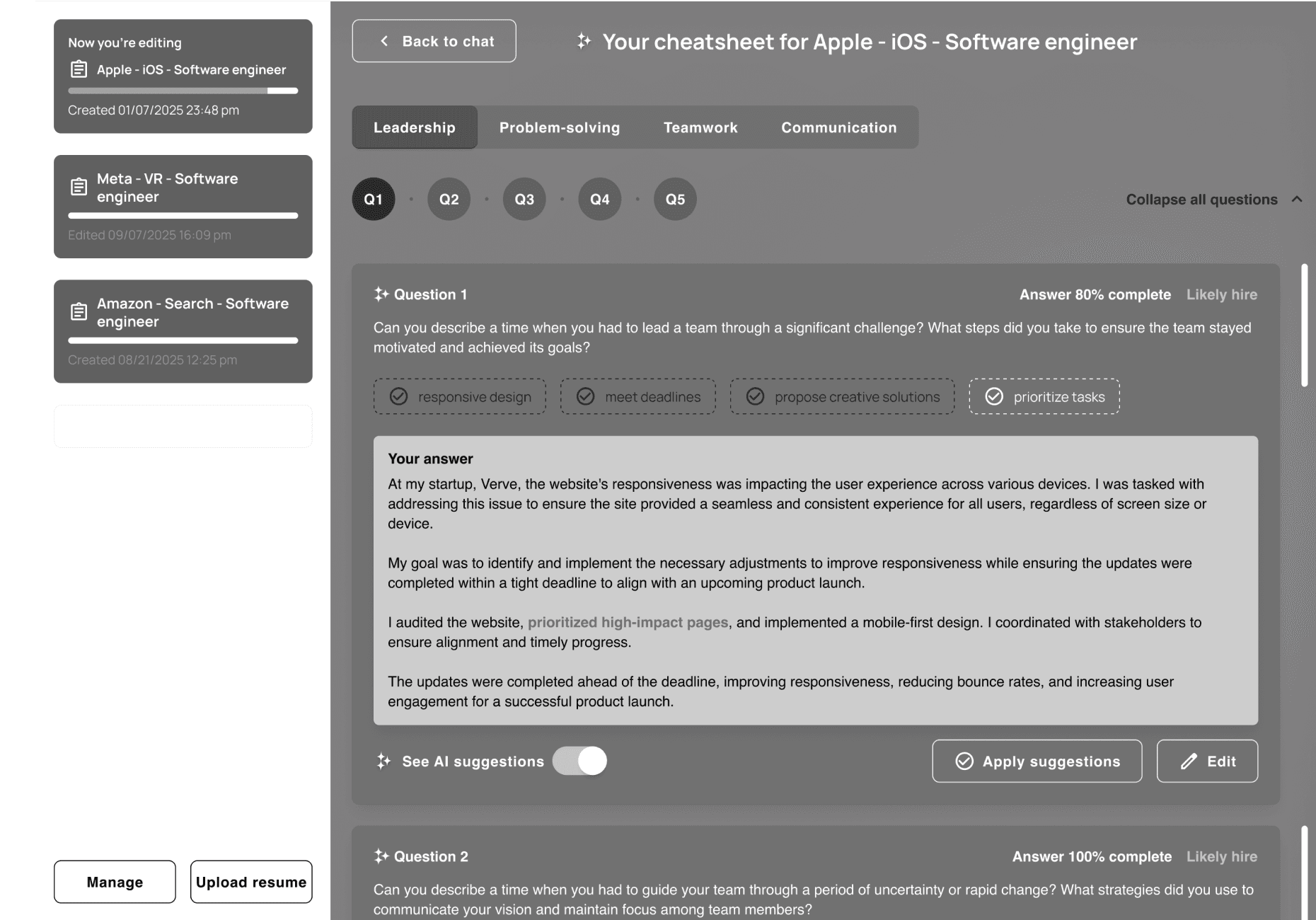 Mock AI — Behavior Question